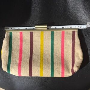 J. Crew Beige Pouch with Colorful Stripes